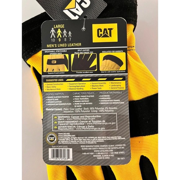 Cat® Large Heavy-Duty Leather Palm/Finger Thermal Fleece Insulated Work Glove - Picture 4 of 5